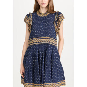 Sea 'Arlita' Blue Print Flutter Sleeve Tunic Dress Size M